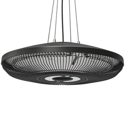 Outsunny hanging infrared patio heater in black, studio view from below