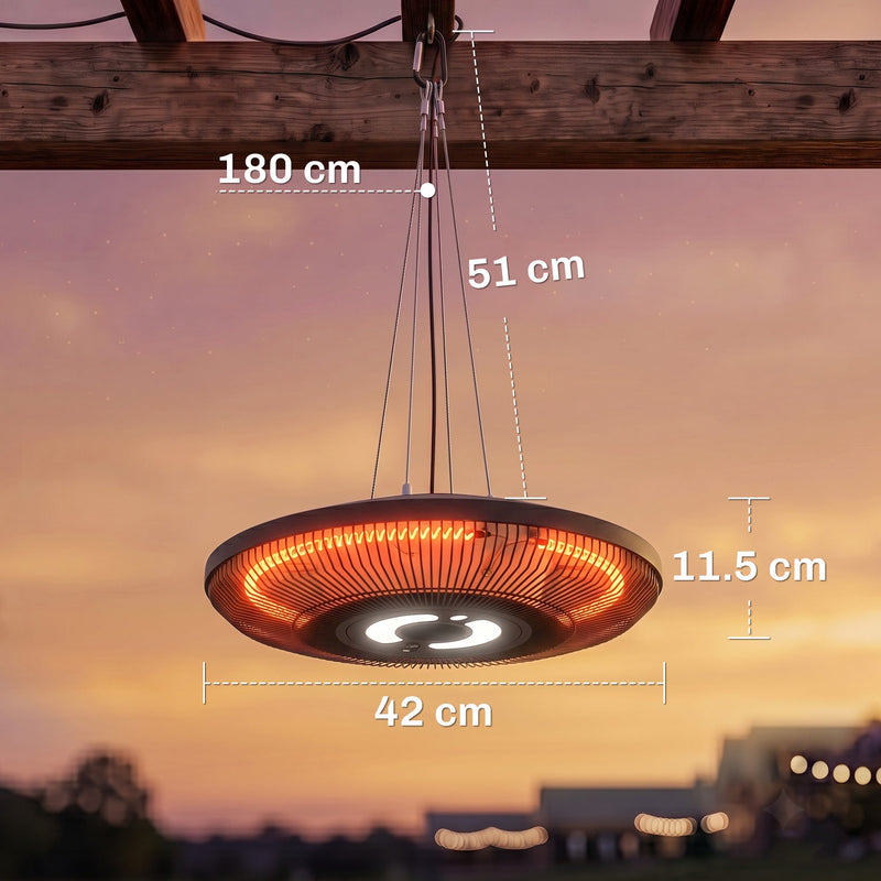 Dimension diagram showing 42cm diameter, 11.5cm height and 51cm chain length