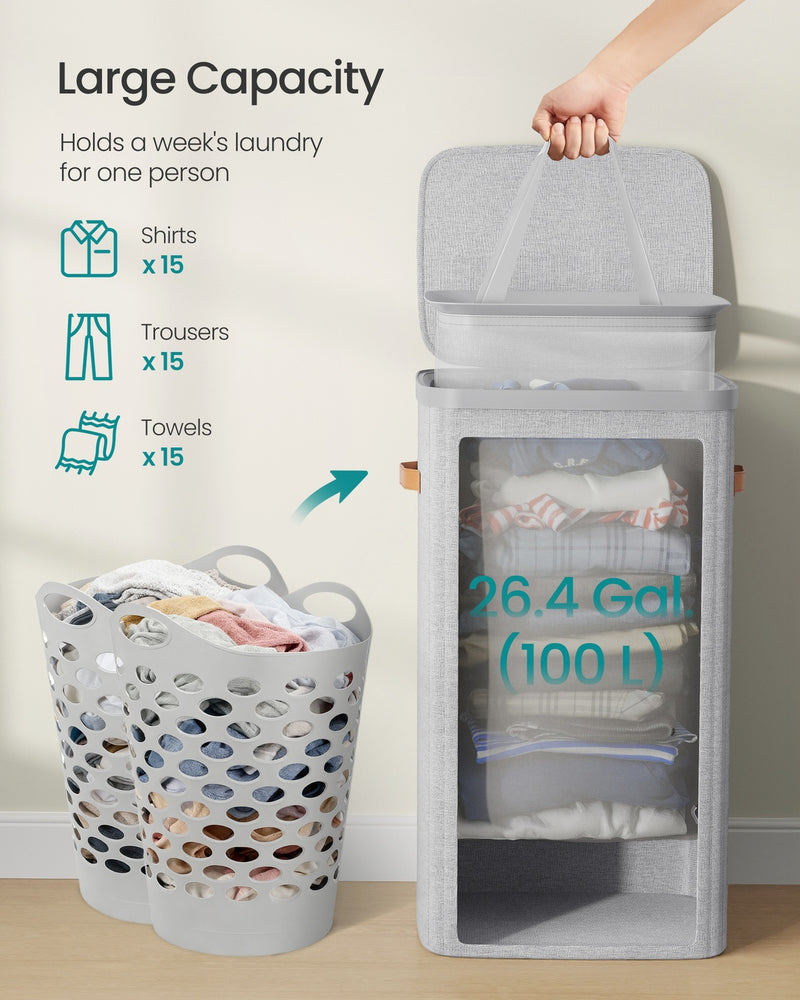 Dimensions diagram of the laundry basket, 42 x 32 x 75 cm
