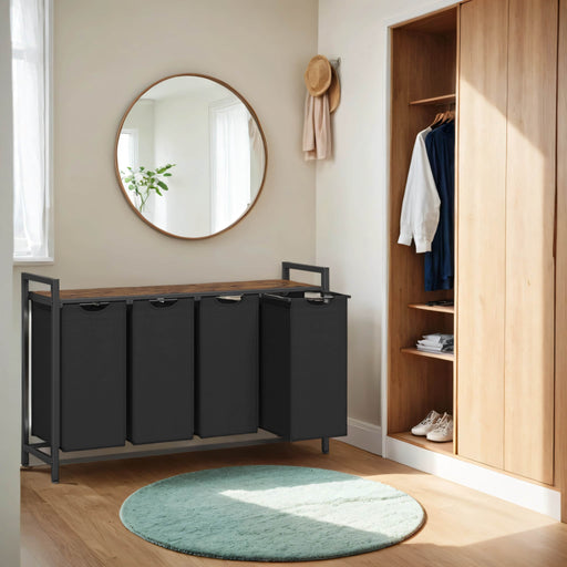 Laundry Sorter with 4 Removable Pull Out Bags for Clothes and Towels by Vasagle