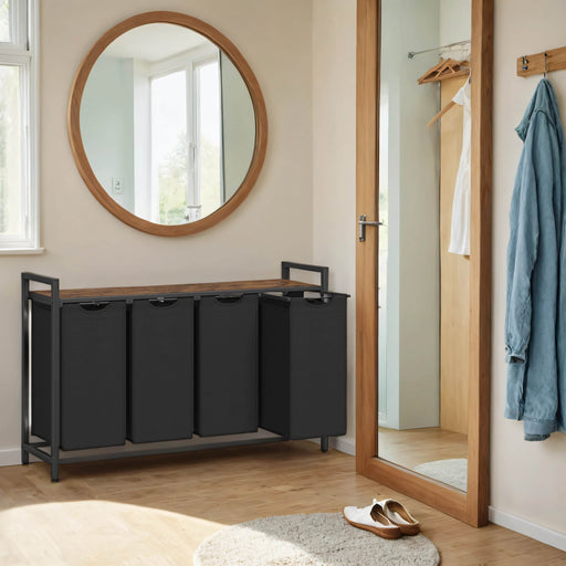 Laundry Sorter with 4 Removable Pull Out Bags for Clothes and Towels by Vasagle