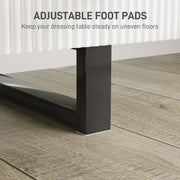 White LED Lighted Dressing Table with Mirror and 5 Drawers Modern Vanity Desk by HOMCOM