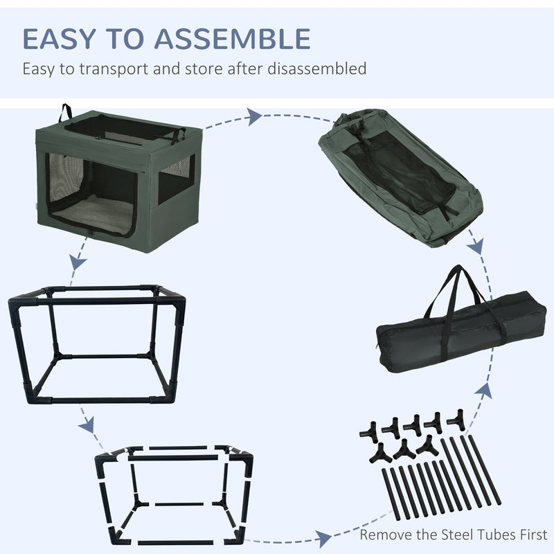 69cm Soft Pet Travel Carrier With Cushion For Small Dogs and Puppies, Grey