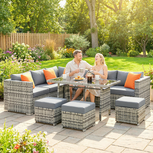 10 Piece Garden Dining Set with Cushions for Flexible Outdoor Seating and Relaxing Grey