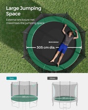 10ft SONGMICS garden trampoline with zip-up enclosure and ladder