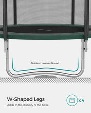 Diagram of SONGMICS trampoline W-shaped legs for stability on uneven ground