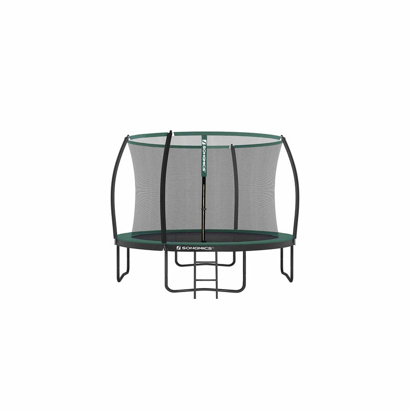 Green Songmics 10ft trampoline with safety net enclosure and ladder