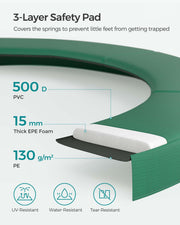 Ladder attached to the green Songmics trampoline for easy access