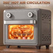 360° hot air circulation panel with the glowing oven cooking food