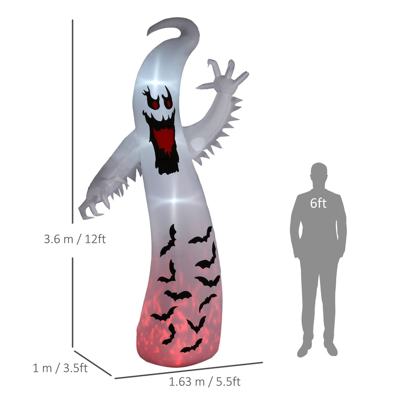 Size diagram comparing the 3.6m ghost inflatable to a 6ft adult