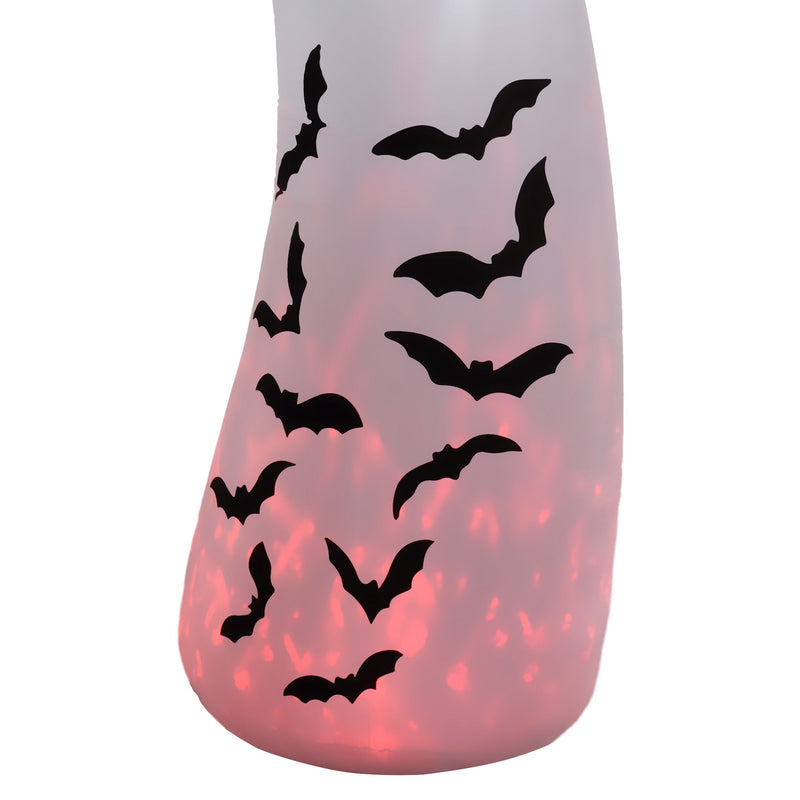 Close-up of the bat print detail on the base of the ghost inflatable