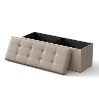 Ottoman bench lid open showing internal storage space