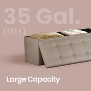 Dimensions diagram of 110cm folding storage ottoman bench