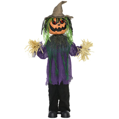 HOMCOM animated pumpkin scarecrow decoration on a white background