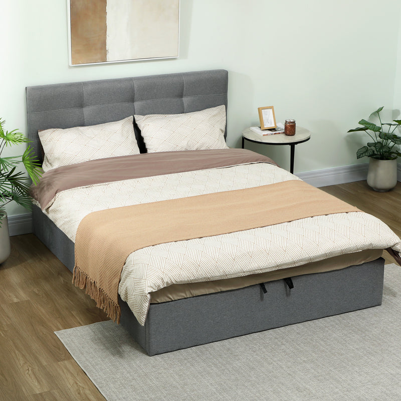 Ottoman Storage Bed with Lift-Up Base and Sturdy Frame for Clutter-Free Bedrooms Grey