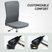 Grey Armless Swivel Office Chair with Adjustable Height for Home or Office by HOMCOM