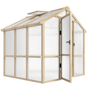 Walk In Polycarbonate Greenhouse With Lockable Door And Window Brown Wooden by Outsunny
