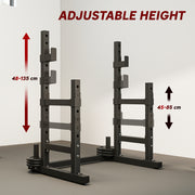 Adjustable Squat Rack for Safe Home Strength Training with Weight Plate Storage Black AOSOM