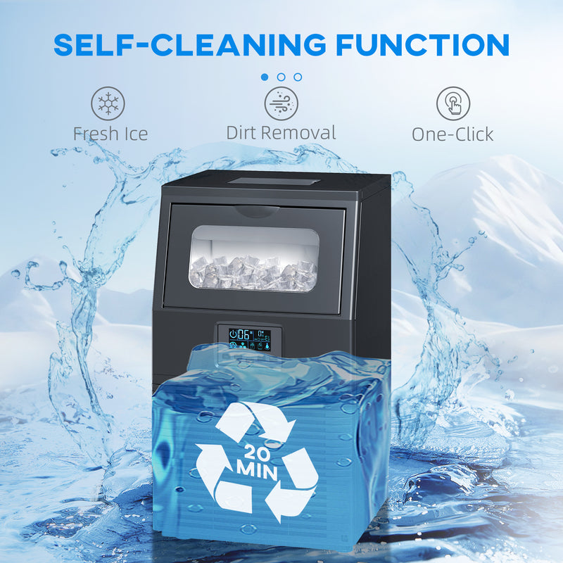 Commercial Ice Maker | 30kg Daily Output | Dual Water Supply | Black