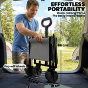 Folding Camping Trolley for Easy Gear Transport with Adjustable Handle Black Grey Outsunny