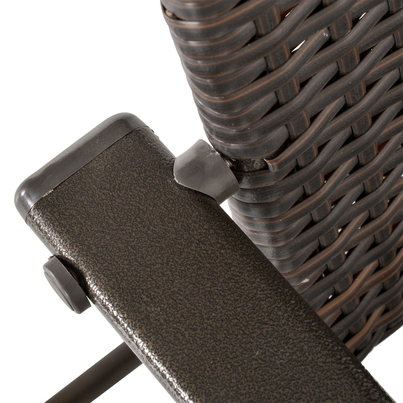 Set of 4 Brown Folding Rattan Chairs for Garden or Patio with Comfortable Seating