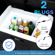 40L Portable Car Fridge Freezer With Adjustable Temperature For Travel Grey and Black AOSOM