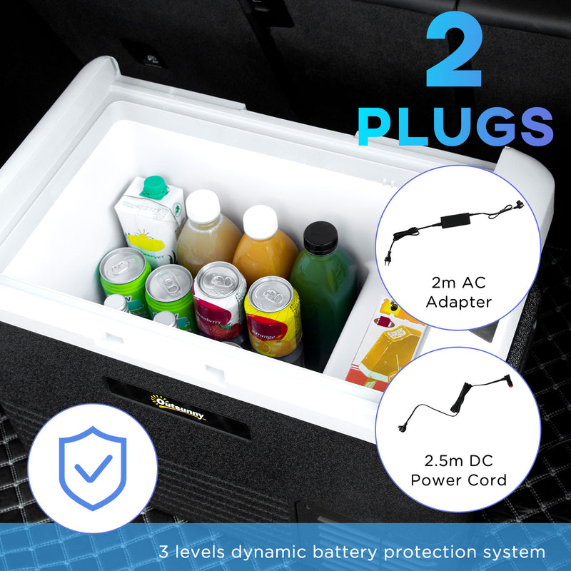 40L Portable Car Fridge Freezer With Adjustable Temperature For Travel Grey and Black AOSOM