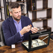 12 Slot Watch Box Display Case with Glass Lid and Lock for Men and Women by SONGMICS