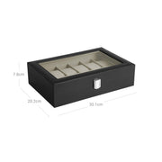 12 Slot Watch Box Display Case with Glass Lid and Lock for Men and Women by SONGMICS