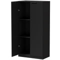 Homcom 120cm black storage cabinet with doors open showing three shelves