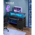Vasagle 120cm Desk with Drawers and LED Lights For Home Office