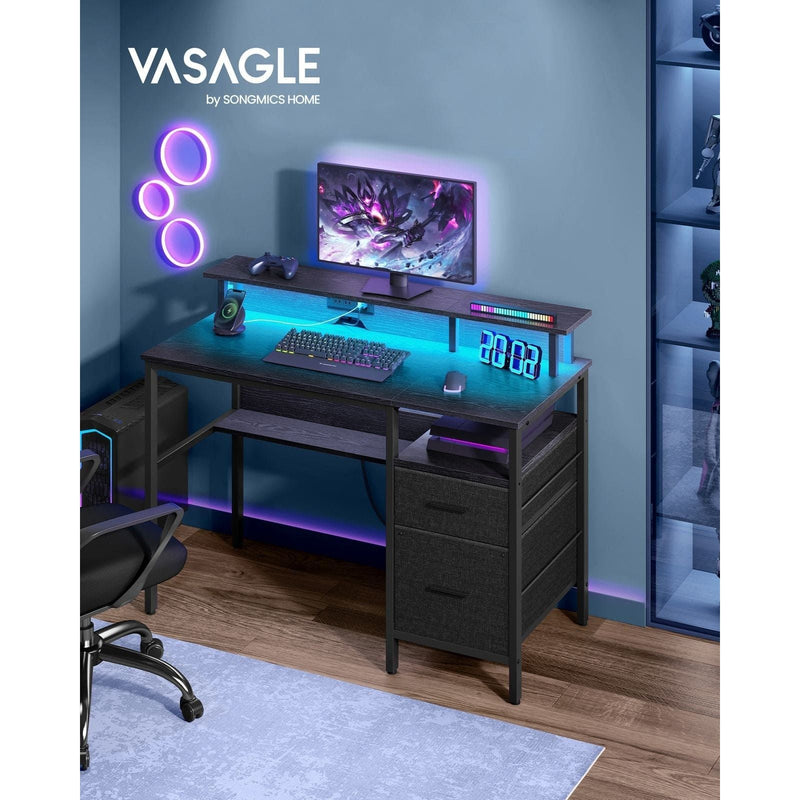 Vasagle 120cm Desk with Drawers and LED Lights For Home Office