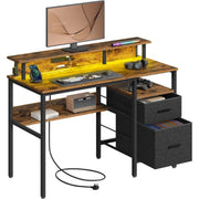 Vasagle 120cm Desk with Drawers and LED Lights For Home Office