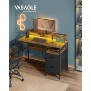 Vasagle 120cm Desk with Drawers and LED Lights For Home Office