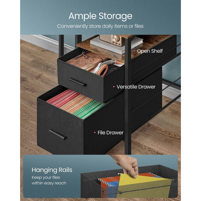 Vasagle 120cm Desk with Drawers and LED Lights For Home Office