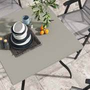 Grey Steel 4 Seater Square Garden Table With Parasol Hole Ideal For Outdoor Dining