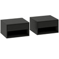Floating Bedside Tables Set of 2 with Drawer and Shelf Space Saving Storage Black AOSOM