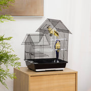 Metal Bird Cage for Finches and Canaries with Tray Swing Ring and Feeders, Grey