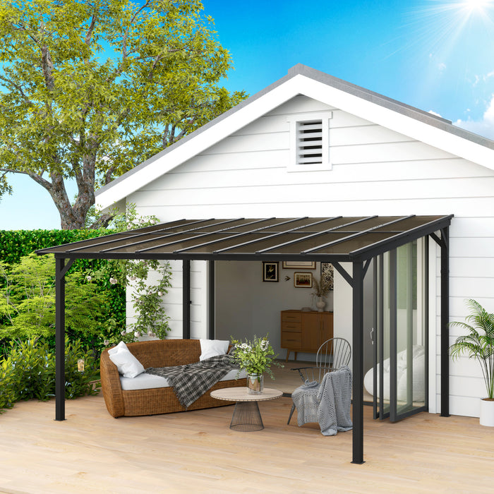 Dark Grey 3 x 4.3m Metal Pergola with Waterproof UPF 50 Polycarbonate Roof by Outsunny