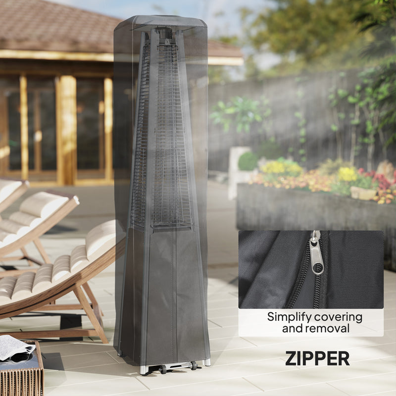 Black Full Length Gas Pyramid Patio Heater Cover UPF 30+ Oxford Fabric with Zip by Outsunny