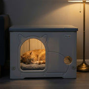 Cat House with Stackable Design for Indoor or Outdoor Use and Easy Cleaning Grey AOSOM