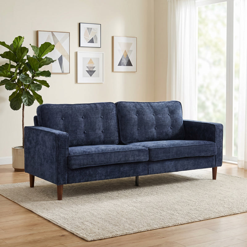 3 Seater Sofa for Spacious Family Seating with Soft Velvet Upholstery Dark Blue
