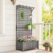 Wooden Raised Garden Planter With Trellis For Climbing Plants And Herbs Dark Grey Outsunny