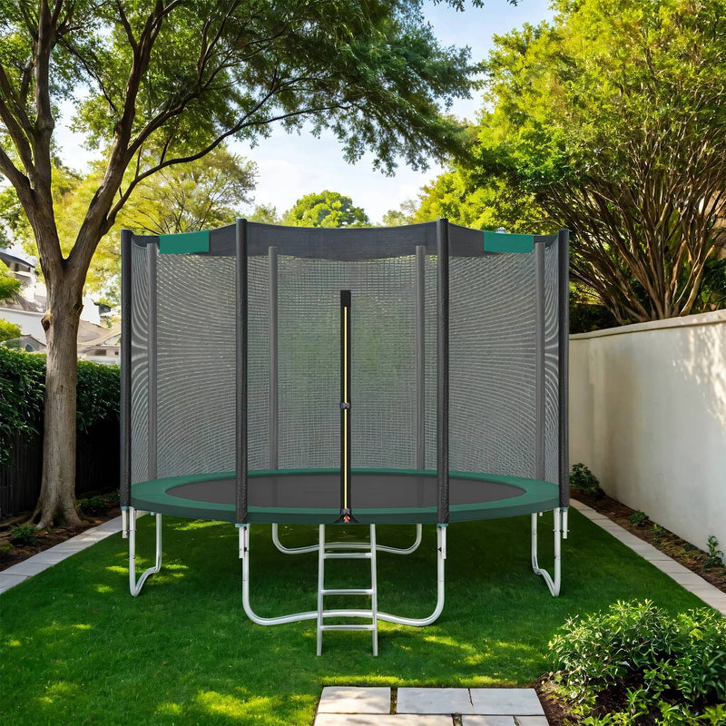 12ft trampoline safety pad by Songmics installed on trampoline in garden setting