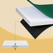 Close-up of green trampoline safety pad edge protection