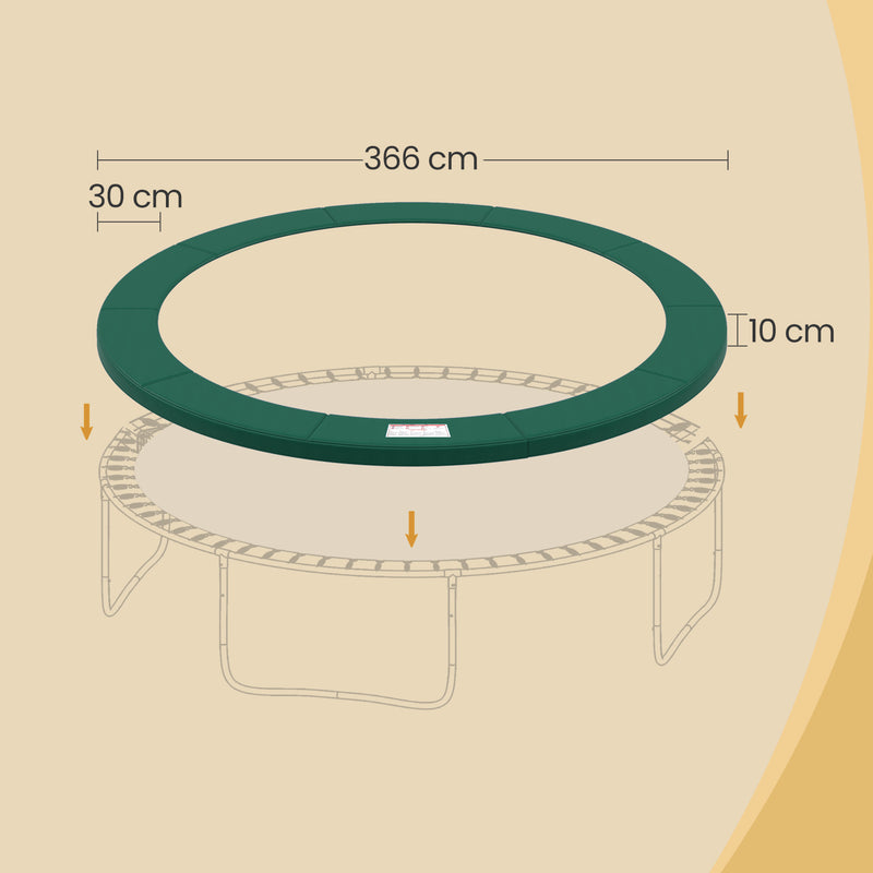 12ft trampoline safety pad fitted around trampoline frame