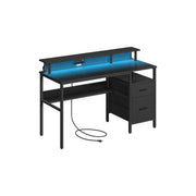 Vasagle Gaming Desk with Drawers and LED Lights, 135cm Wide