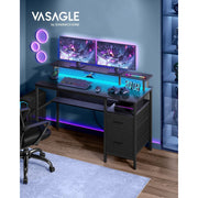 Vasagle Gaming Desk with Drawers and LED Lights, 135cm Wide