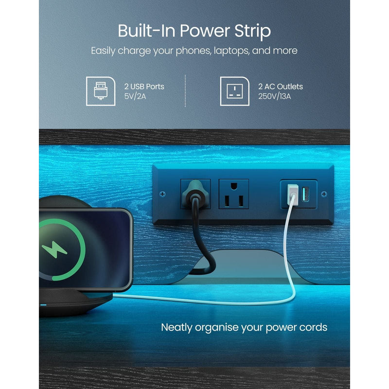 Vasagle Gaming Desk with Drawers and LED Lights, 135cm Wide