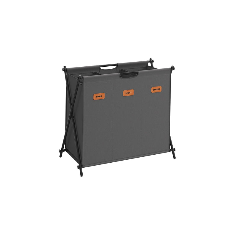 135L Laundry Hamper with 3 Sections, Slate Grey by Songmics - front view